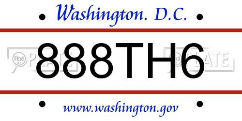 888TH6 District Of Columbia License Plate