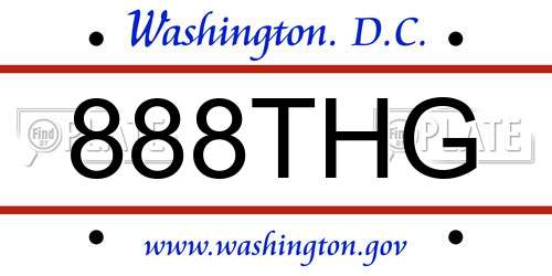 888THG District Of Columbia License Plate