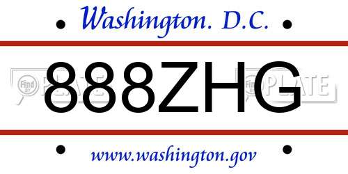 888ZHG District Of Columbia License Plate