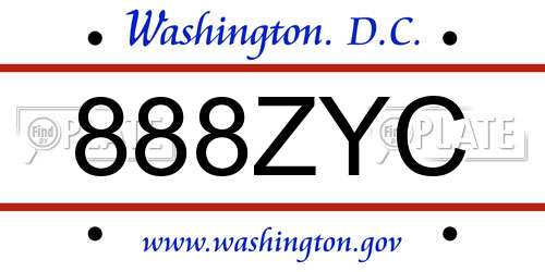 888ZYC District Of Columbia License Plate