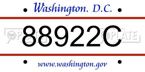 88922C District Of Columbia License Plate