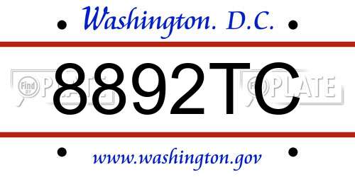 8892TC District Of Columbia License Plate