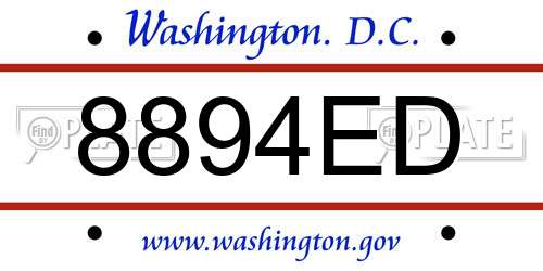 8894ED District Of Columbia License Plate