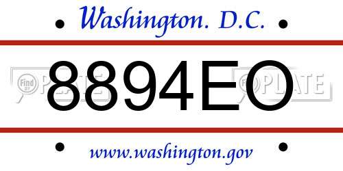 8894EO District Of Columbia License Plate