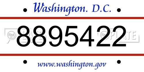 8895422 District Of Columbia License Plate