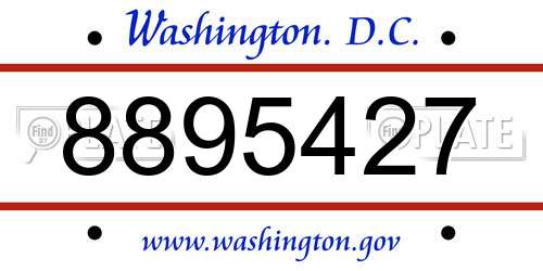 8895427 District Of Columbia License Plate