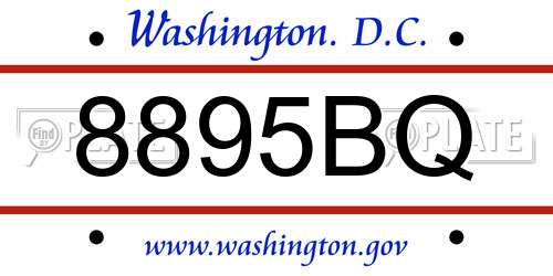 8895BQ District Of Columbia License Plate