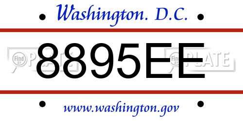 8895EE District Of Columbia License Plate