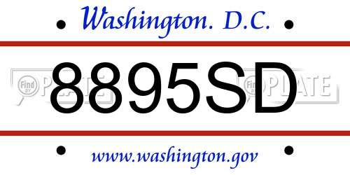 8895SD District Of Columbia License Plate