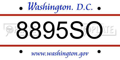 8895SO District Of Columbia License Plate