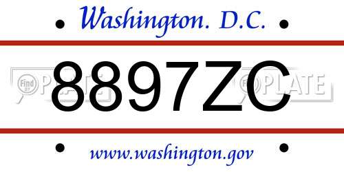 8897ZC District Of Columbia License Plate