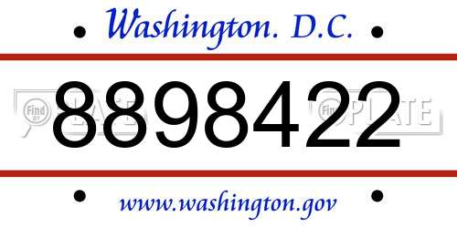 8898422 District Of Columbia License Plate