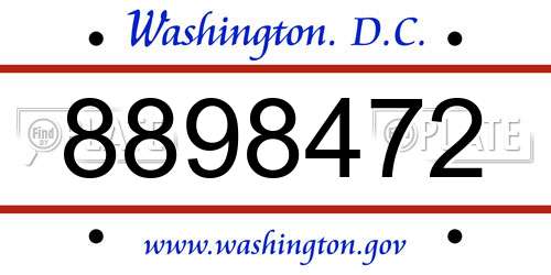 8898472 District Of Columbia License Plate