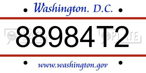 88984T2 District Of Columbia License Plate