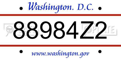 88984Z2 District Of Columbia License Plate