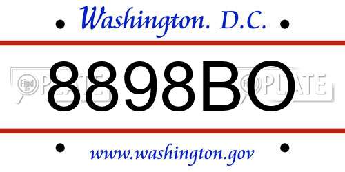 8898BO District Of Columbia License Plate