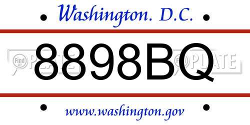 8898BQ District Of Columbia License Plate