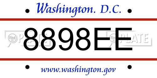 8898EE District Of Columbia License Plate