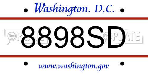 8898SD District Of Columbia License Plate