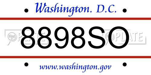 8898SO District Of Columbia License Plate
