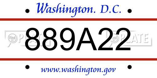 889A22 District Of Columbia License Plate