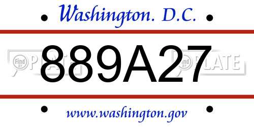 889A27 District Of Columbia License Plate