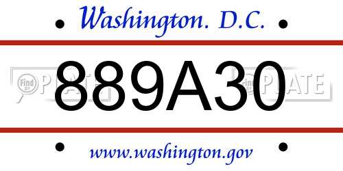 889A30 District Of Columbia License Plate