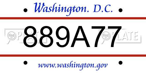 889A77 District Of Columbia License Plate