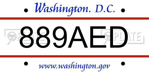 889AED District Of Columbia License Plate
