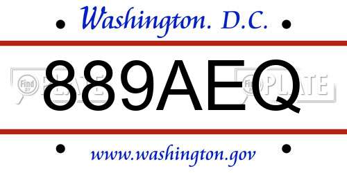 889AEQ District Of Columbia License Plate