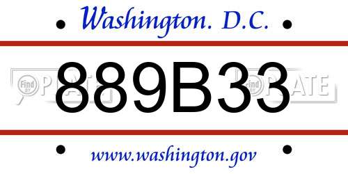 889B33 District Of Columbia License Plate
