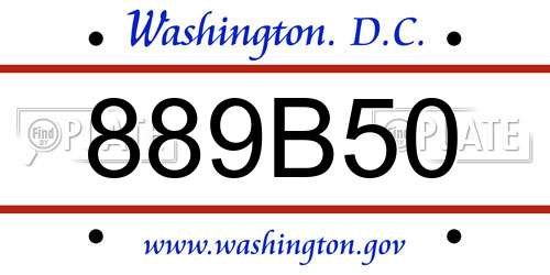889B50 District Of Columbia License Plate