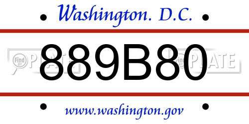 889B80 District Of Columbia License Plate