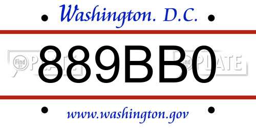 889BB0 District Of Columbia License Plate