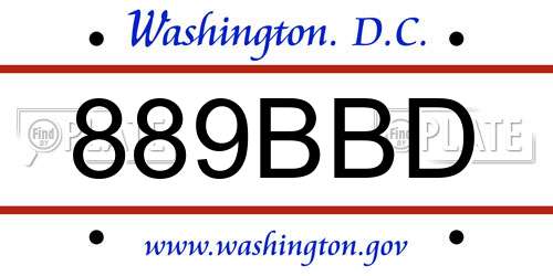 889BBD District Of Columbia License Plate