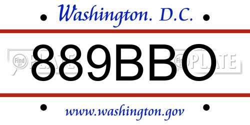 889BBO District Of Columbia License Plate