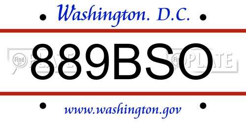 889BSO District Of Columbia License Plate
