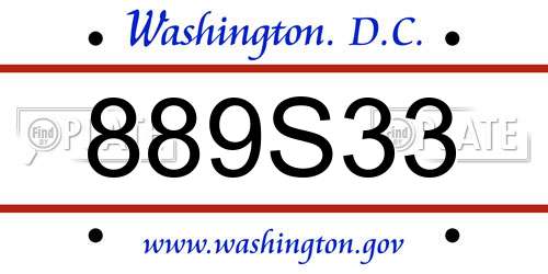 889S33 District Of Columbia License Plate