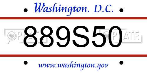 889S50 District Of Columbia License Plate