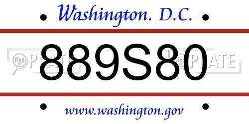 889S80 District Of Columbia License Plate