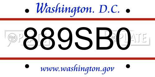 889SB0 District Of Columbia License Plate