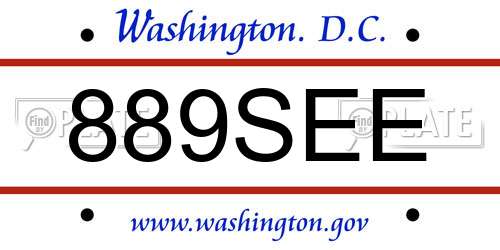 889SEE District Of Columbia License Plate