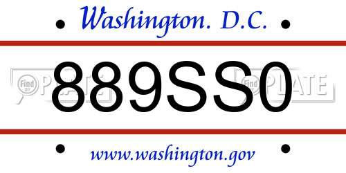 889SS0 District Of Columbia License Plate