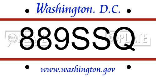 889SSQ District Of Columbia License Plate
