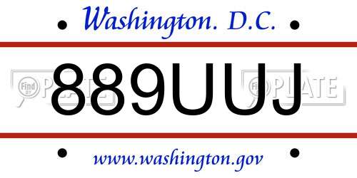 889UUJ District Of Columbia License Plate