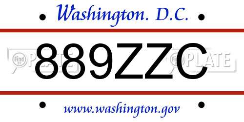 889ZZC District Of Columbia License Plate