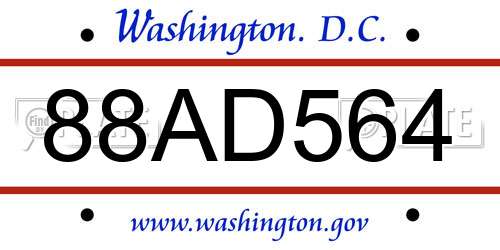 88AD564 District Of Columbia License Plate
