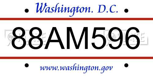88AM596 District Of Columbia License Plate