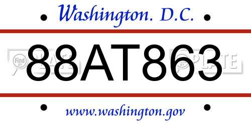 88AT863 District Of Columbia License Plate