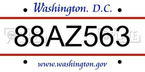 88AZ563 District Of Columbia License Plate